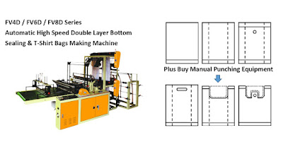 Double Layer Bottom Sealing & Semi T-Shirt Bags Making Machine