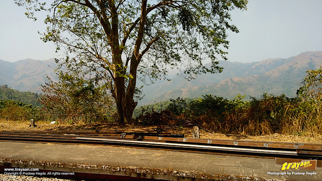 Views of Sahyadri mountains from train passing by Yedakumeri railway station