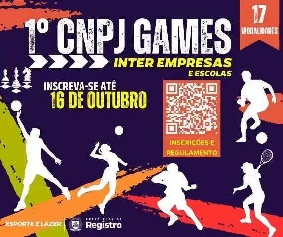Inscrições abertas para o 1 CNPJ GAMES em Registro-SP