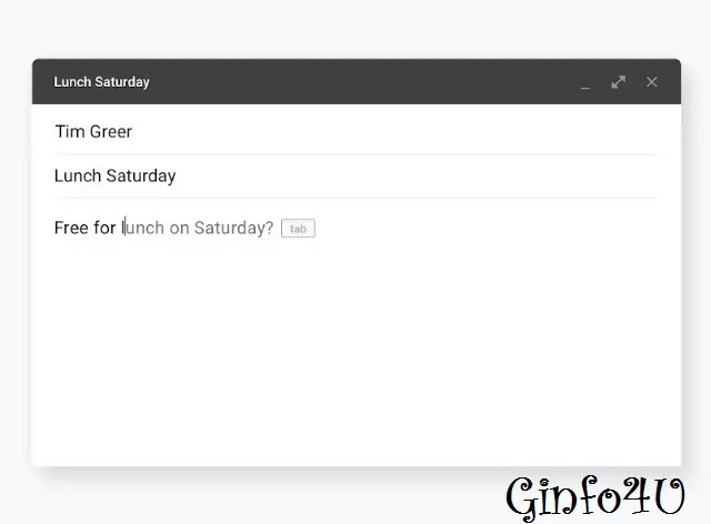 Write email faster-Latest Updates of Gmail Account-Ginfo4U