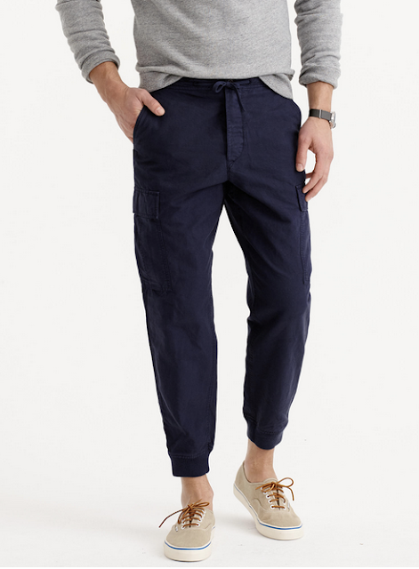 Historic Navy Blue Cotton/Linen Cargo Jogger Pant