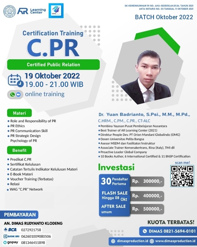 WA.0821-5694-0101 | Certified Public Relation (C.PR) 19 Oktober 2022