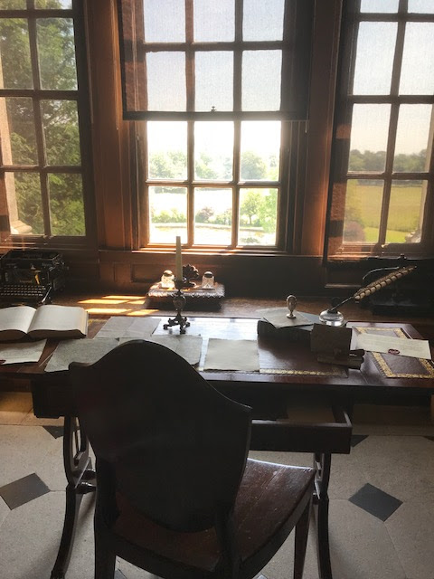 Desk and chair looking out onto the estate