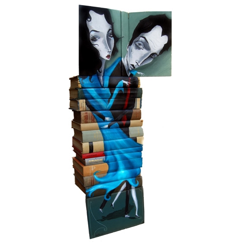 Mike Stilkey - Beautiful Artwork on Spines of Stacked Books Part II...