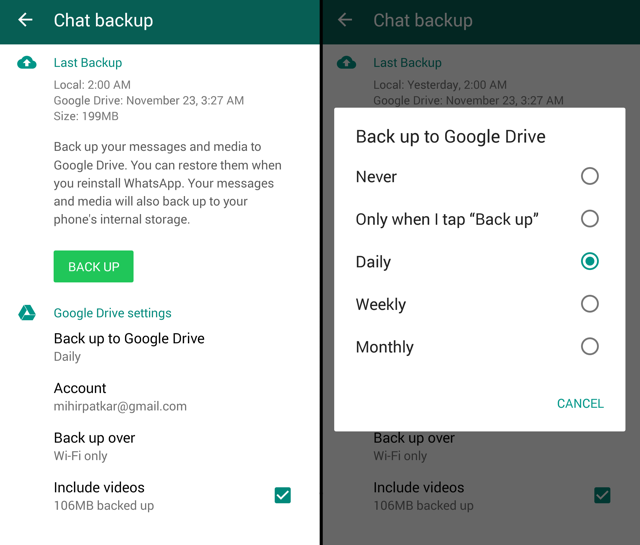  Backup whatsapp google drive