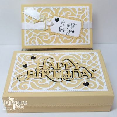 ODBD Custom Gift Card Holder Dies, ODBD Custom A Gift For You Dies, ODBD Custom The Giving Box Dies, ODBD Custom Happy Birthday Caps Die, ODBD Custom Clouds and Raindrops Dies, ODBD All God's Blessings Stamp/Die Duos, Gift Set Designed by Angie Crockett