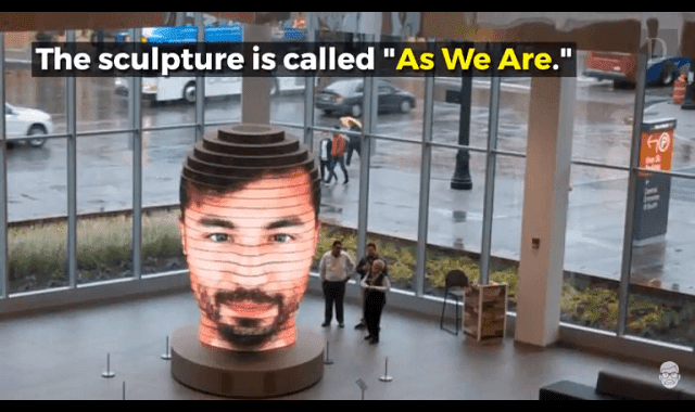 Matthew Mohr's latest interactive sculpture, "As We Are", displays your face by taking a selfie