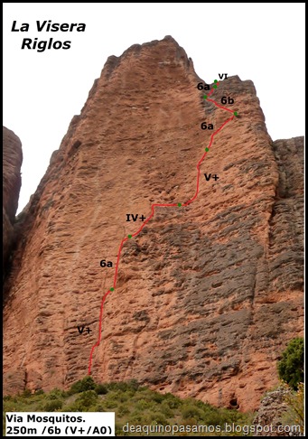 Via Mosquitos 250m 6b (V  A0 Oblg) (La Visera, Riglos) (Omar) 0087 (2)