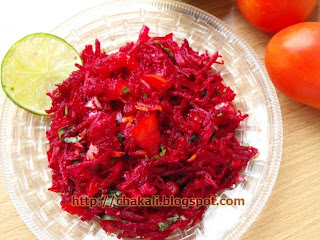 beetroot recipe, indian beetroot recipe, beetachi koshimbir, healthy salad recipe, oilfree food recipe, oilfree recipes