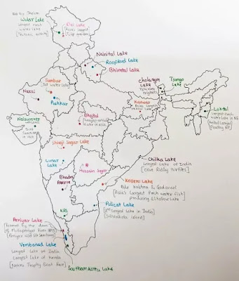 भारत की प्रमुख झीलें Map