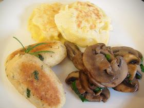A vegetarian cooked breakfast with Glamorgan sausages