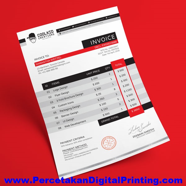 Jasa Cetak Invoice Di Cibubur Digital Printing Percetakan Bergaransi