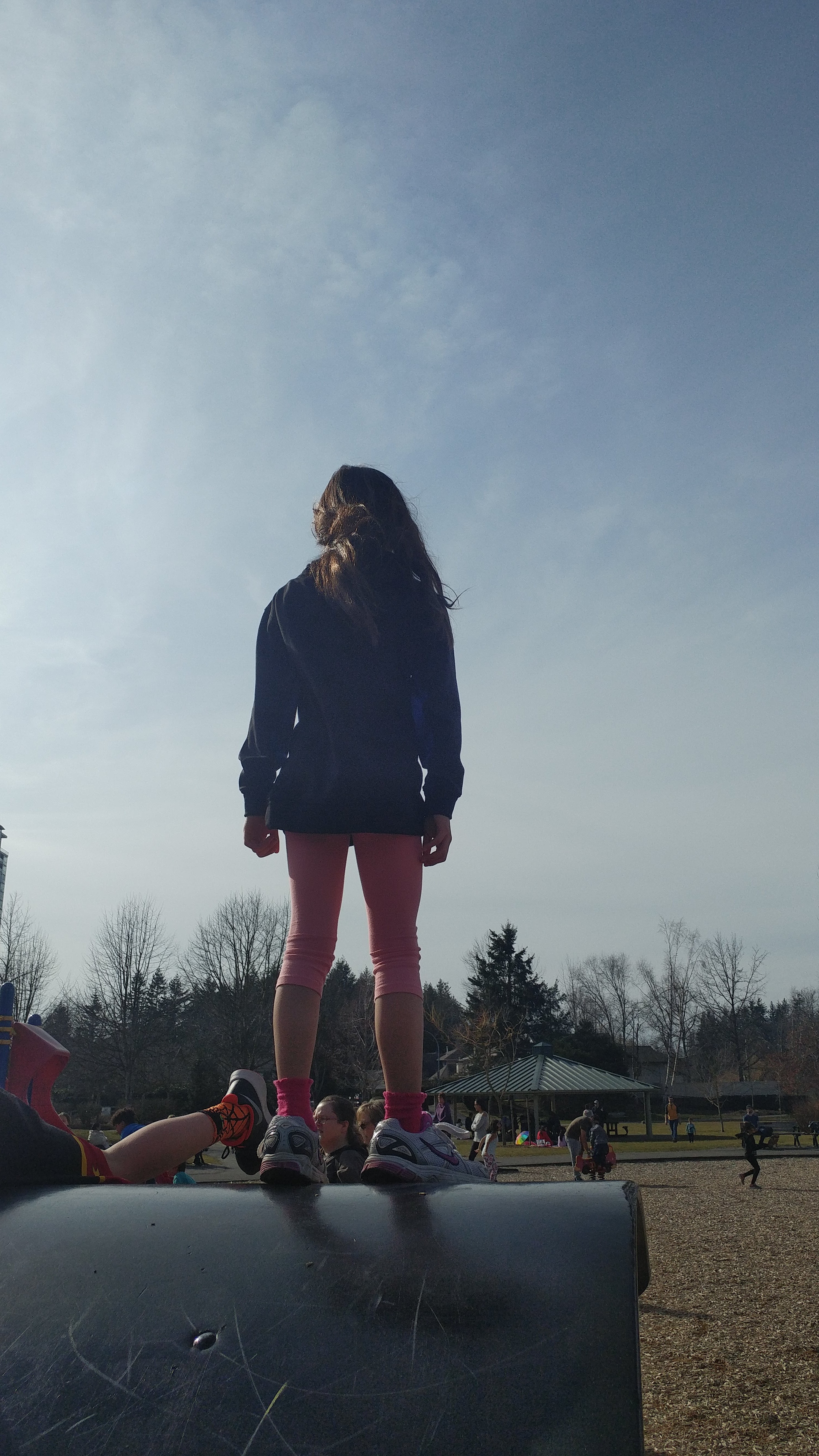 At the red playground in Mill lake park.