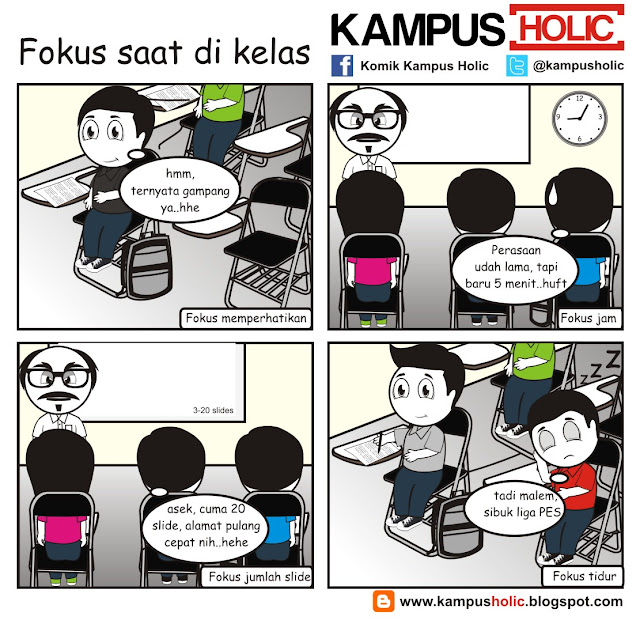 #160 komik mahasiswa fokus saat di kelas