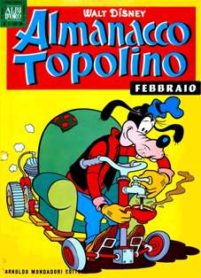 Almanacco Topolino 62 - Febbraio 1962 | ISSN 1123-878X | CBR 215 dpi | Mensile | Fumetti | Universo Disney
L'Almanacco Topolino iniziò ad essere pubblicato nel 1957 come continuazione degli Albi d'Oro, una rivista che proponeva, alternativamente, storie tratte dall'universo Disney e storie non-Disney.
Nei primi anni trenta, con il nome di Albi d'Oro, la testata Almanacco Topolino venne utilizzata per pubblicare albi speciali, stagionali o annuali come nella moda statunitense. Dall'ottobre del 1956 la testata ha affiancato e poi sostituito la serie degli Albi d'Oro, divenuto semplicemente una piccola dicitura in un quadratino in alto a sinistra.
Sull'Almanacco Topolino venivano preferibilmente pubblicati fumetti stranieri, principalmente a causa del suo formato più ampio che consentiva di pubblicare le storie tipicamente a quattro strisce dell'estero senza rimontarle o ridurle in dimensioni. Alcuni anni più tardi, nel gennaio del 1970, venne adottata una nuova numerazione, partendo dal 157, ovvero contando i numeri usciti dal gennaio 1957 in poi, che diventa così il primo numero ufficiale della serie. Fino al dicembre 1981, la rivista aveva la caratteristica di essere stampata alternando due pagine a colori e due in bianco e nero: dal mese seguente divenne invece interamente a colori.
Dal gennaio 1985 la rivista ha assunto un formato ridotto e ha cambiato il suo nome in Mega Almanacco e successivamente in Mega 2000 e in Mega 3000 (dal 2000). Nel corso degli anni novanta ha iniziato a presentare al pubblico anche storie danesi e brasiliane, oltre a quelle statunitensi e olandesi.
L'Almanacco Topolino è stato ripreso nel corso dell'aprile 1999 come trimestrale: presentava le ristampe delle più illustri storie mai pubblicate sulla prima serie. Si è conclusa con il numero 13 del marzo 2002.
Buona parte delle storie classiche apparse sulla prima serie della rivista sono ristampate sulla testata Le Imperdibili, che si avvale delle copertine di Marco Rota. Anche questa serie ha chiuso i battenti, con il numero 33 del settembre 2007.
La rivista ha avuto questi titoli:
- Albi d'Oro: inizia come settimanale, presentando anche storie non-Disney, quindi diventa mensile con storie solo Disney fino al dicembre 1956;
- Almanacco Topolino: dal gennaio 1957 fino al dicembre 1984;
- Mega Almanacco: partito con il numero 337, nel gennaio 1985;
- Mega 2000: partito dal numero 424, nell'aprile del 1992;
- Mega 3000: partito dal numero 521, nel maggio 2000;
- Mega: partito con il numero 596 ad agosto 2006, e terminato con il numero 613 a gennaio 2008.
Tutte queste serie sono da considerarsi un'unica collana in virtù della numerazione continua.