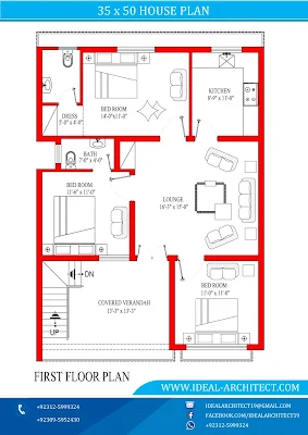 30x50 6 Marla House First Floor Plan