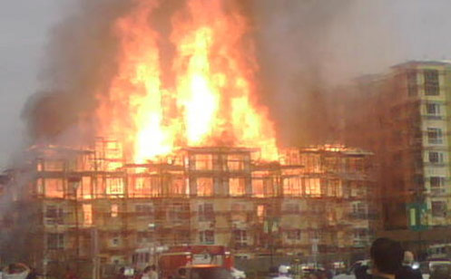 building on fire pictures. commentator on the last