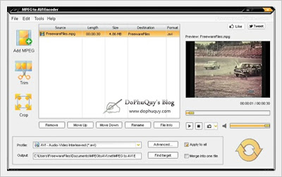 MPEG to AVI Encoder 1.0 - Chuyển đổi đuôi MPEG sang AVI dễ dàng