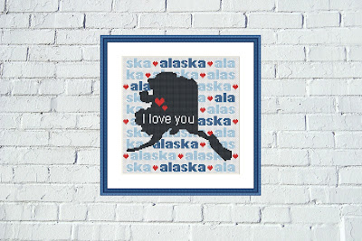 Alaska silhouette state map cross stitch - Tango Stitch