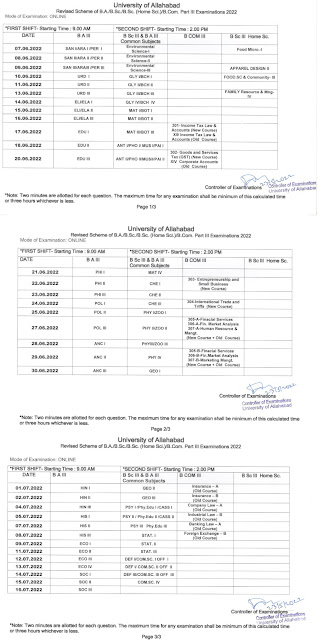 Allahabad University Final Year Exam Date 2022