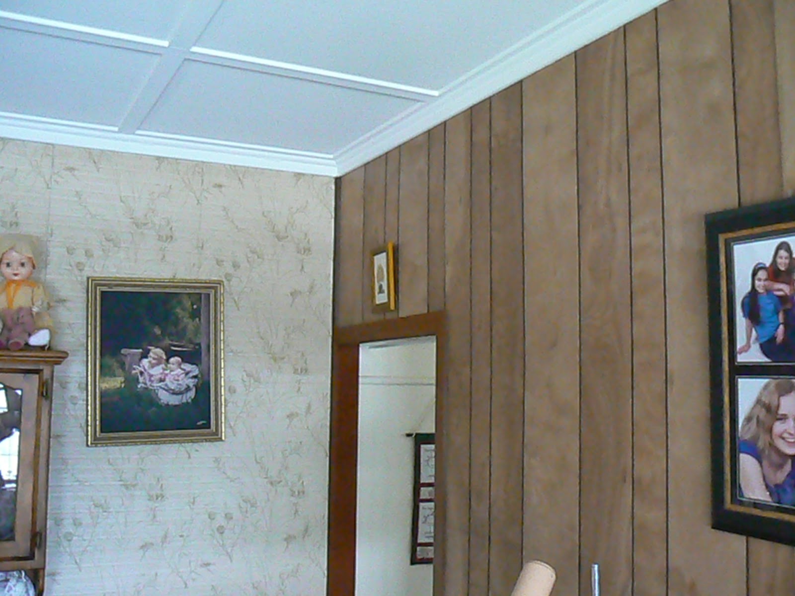 ... pic to show where the wall paper and the timber panel feature meet