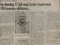 De kranige Elisa Vandewiele 1890-1993, gevierd als honderdjarige