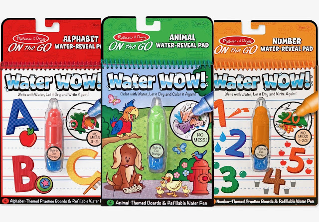 Melissa & Doug On The Go Water Wow! Reusable Water-Reveal Activity Pads, 3-pk, Animals, Alphabets, Numbers