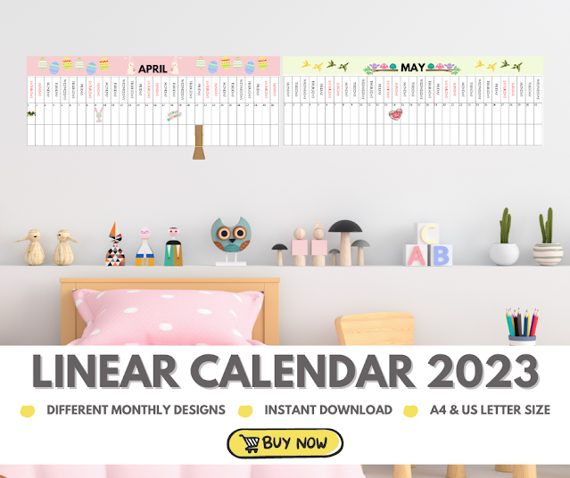 Printable Linear Calendar 2023