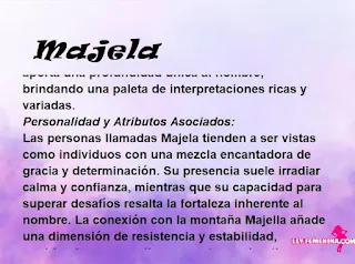 ▷ Significado del nombre Majela