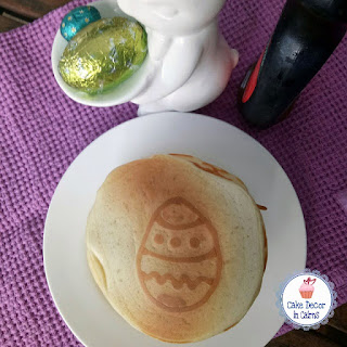 Pancake with Easter Egg Pattern Displayed on White Plate with bunny