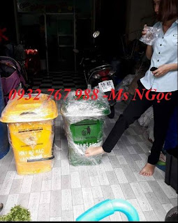 thùng đựng rác thải màu vàng 60 lít