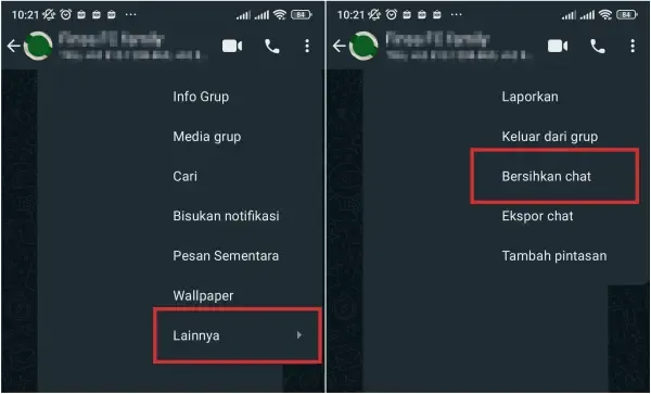 Cara menghapus chat grup WA