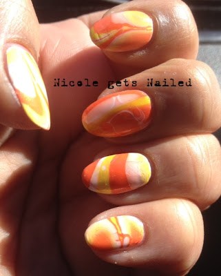 Halloween Water Marble Nail Art