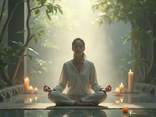 شخص يمارس التأمل لتقليل التوتر