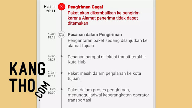 Paket akan dikembalikan ke pengirim karena Alamat penerima tidak dapat ditemukan