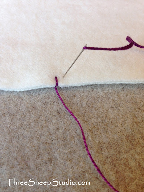 Blanket Stitch - Scalloped Blanket Stitch - How To Conceal Knots - ThreeSheepStudio.com