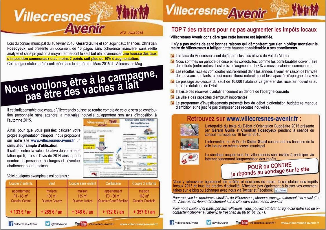 Villecresnes Avenir N°2 - Mars 2015