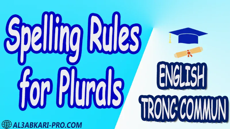 Spelling Rules for Plurals English Common core anglais tronc commun sciences technologies lettres sciences humaines Nouns Pronouns Tenses Verbs Varied First term english tests Second term english tests