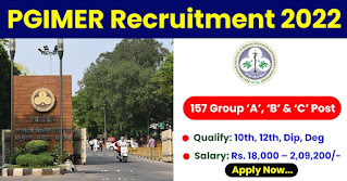 169 Posts - Post Graduate Institute of Medical Education and Research - PGIMER Recruitment 2022 - Last Date 22 September at Govt Exam Update