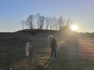 Rosie and Grandma playing on the way down