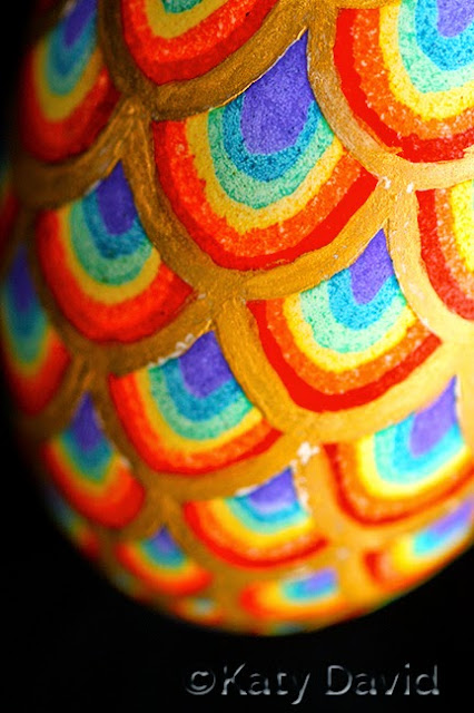 ©Katy David, Friday Egg: Second Hand Rainbows, Goose Egg Pysanky and 23K Gold