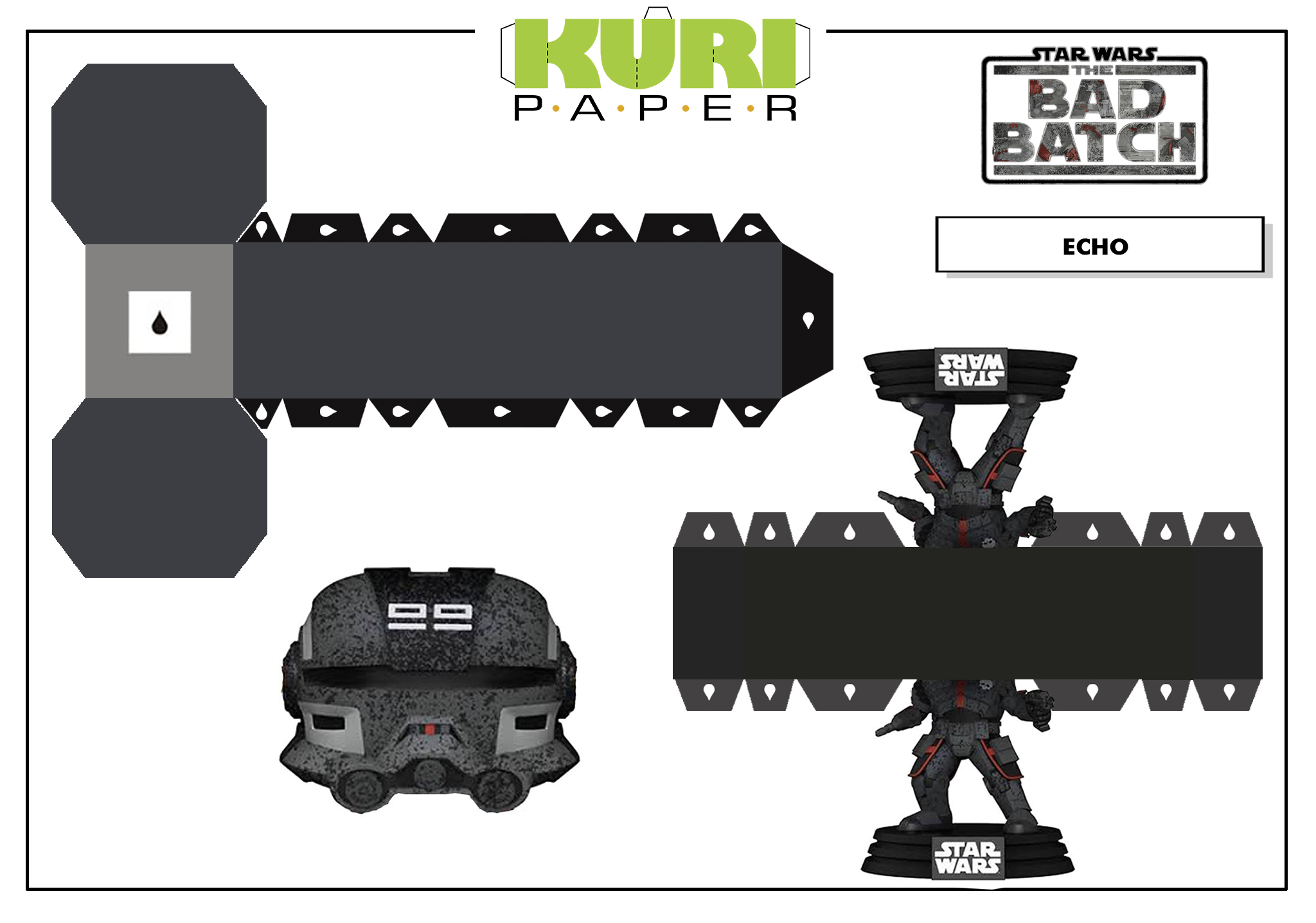 Kuri Paper - Mini Funko Echo The Bad Batch papercraft