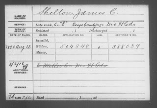 James C. Shelton's Widow's Pension Application.  Photo by Pulaski County Obits.