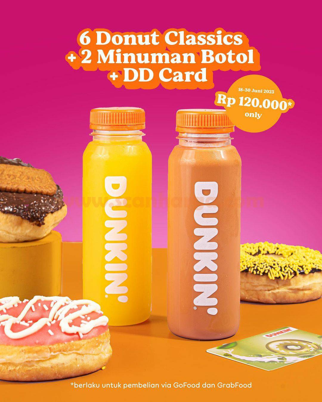 DUNKIN Promo 6 Donuts + 2 Minuman Botol + DD Card Cuma 120RB