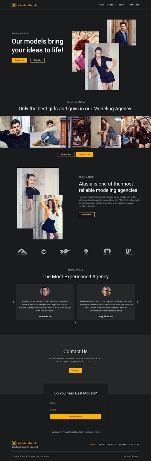 Best Model Agency Website Template