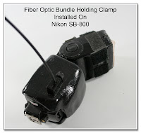 Fiber Optic Bundle Holding Clamp Installed on Nikon SB-800