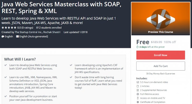 [100% Off] Java Web Services Masterclass with SOAP, REST, Spring & XML| Worth 189,99$