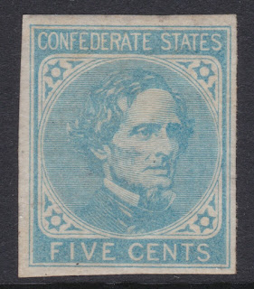5c Blue Jefferson Davis Confederate States