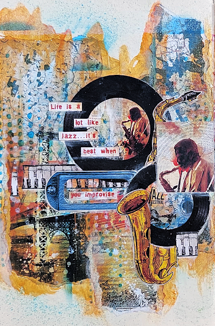 Create Music/Jazz themed masterpieces in your art journal by Lou Sims