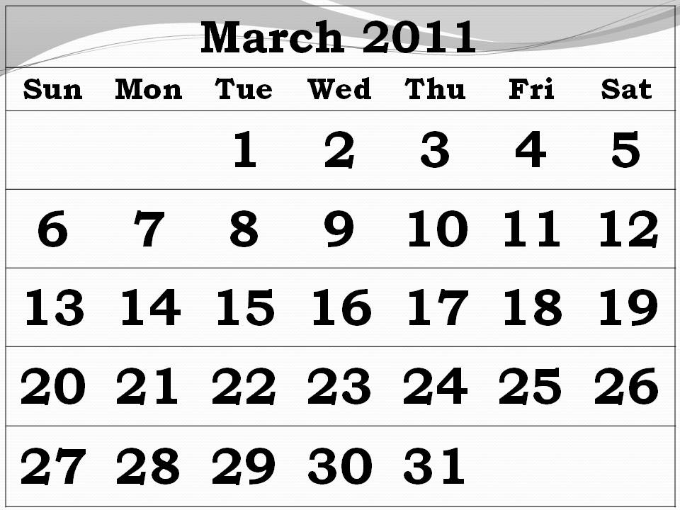blank march calendar. Printable PDF Blank March 2011